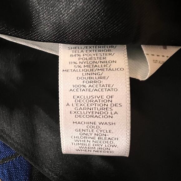 LOFT Jacket Blue Gold Tapestry Kimono Sleeve Boho Artisanal Statement Large New - Picture 7 of 8